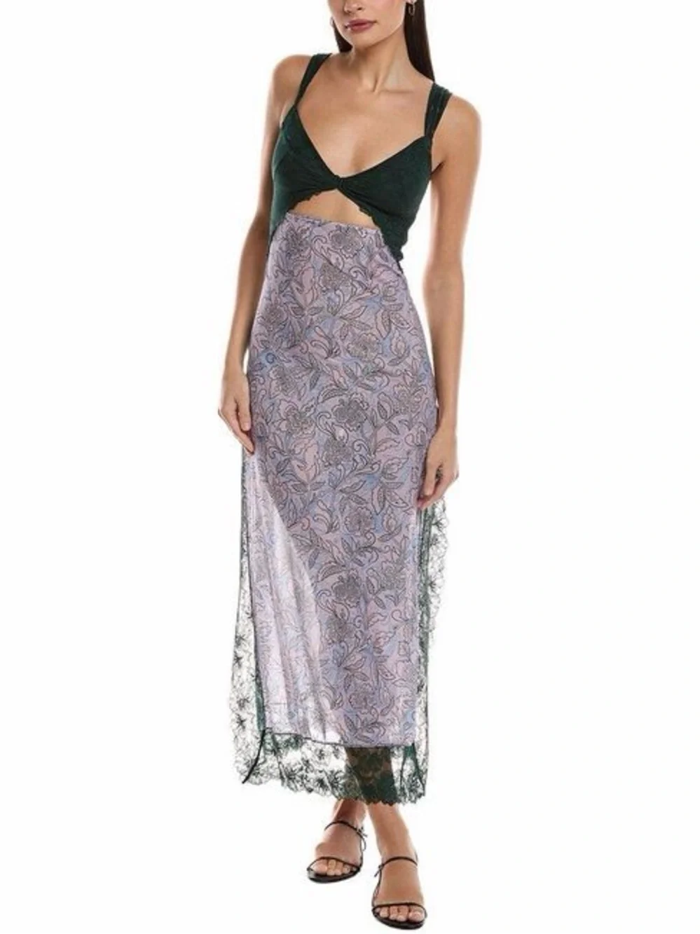 Free People Suddenly Fine Lavender Floral Lace Cutout Maxi Slip Dress XS NWT
